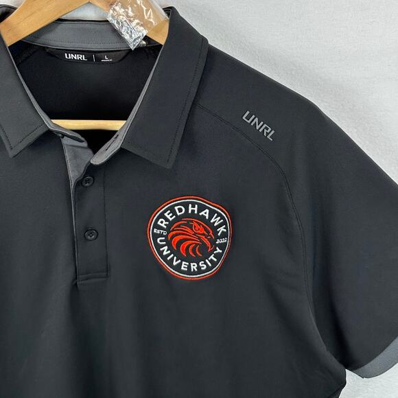 UNRL Performance Polo Shirt Black Size Large RedHawk University Logo NEW - Picture 9 of 11